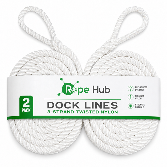 Twisted Nylon Dock Line with Eye – 2 Pack