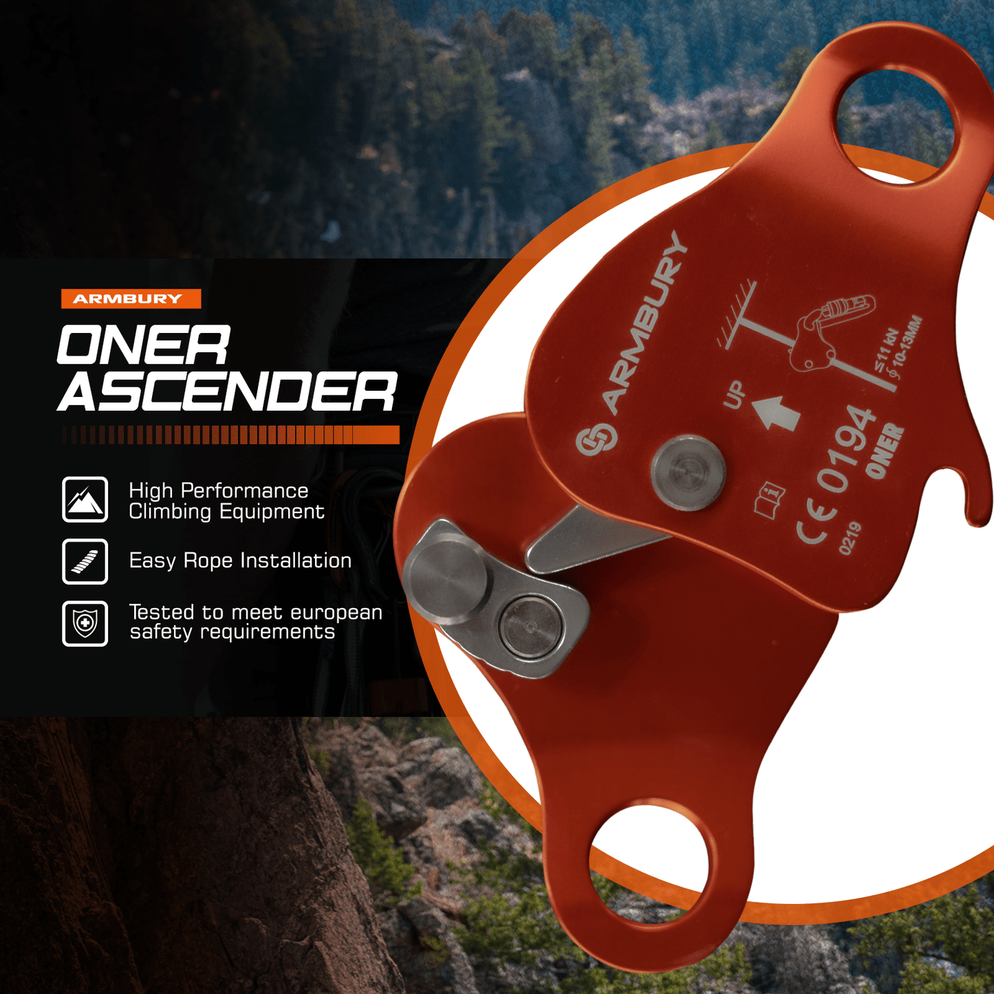 10-13mm / Orange ARM-Ascend-OC-Orange RopeHub Climbing Gear