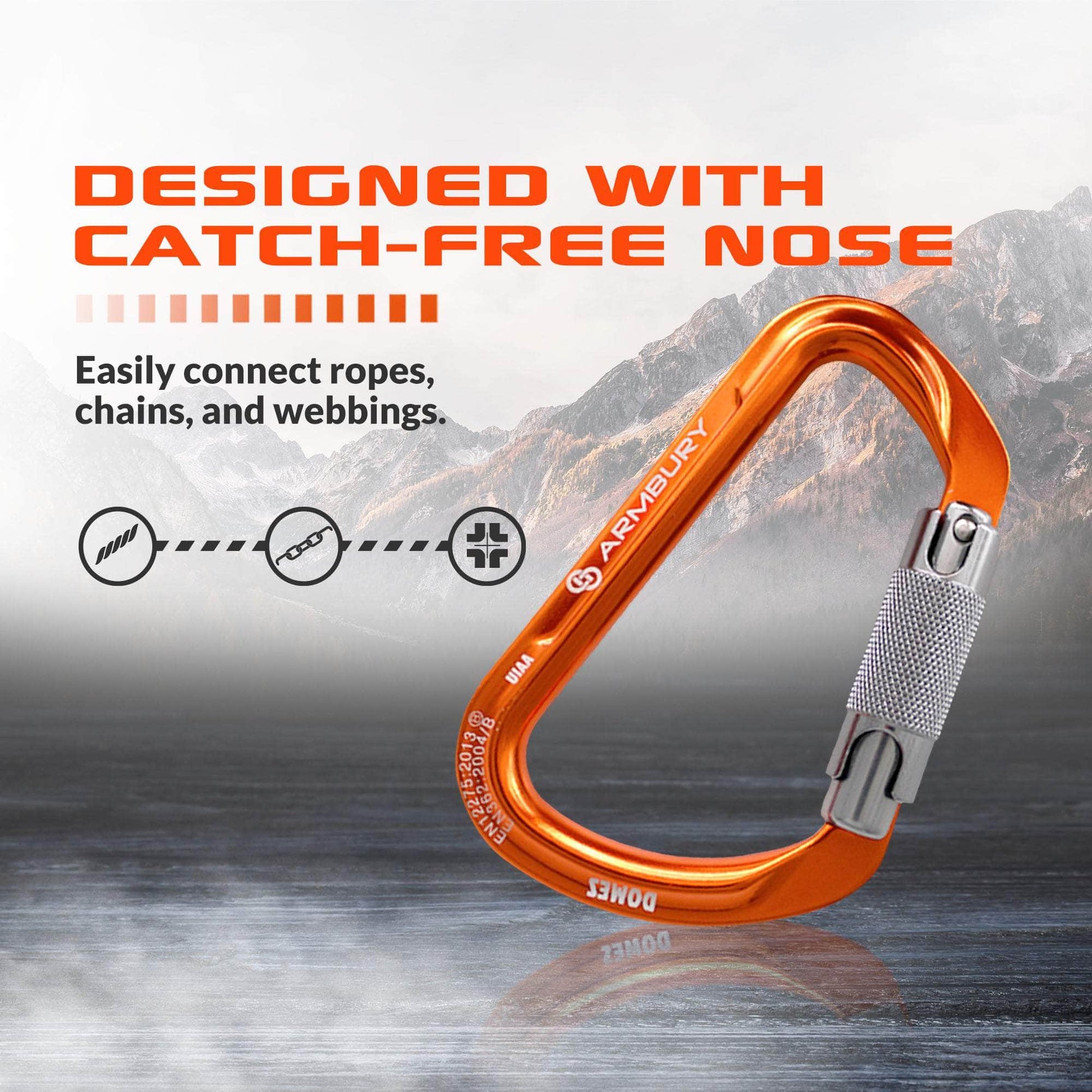 112mm x 75mm / Orange Gray / Domes Twist ARM-Domes-TwistLock RopeHub Climbing Gear