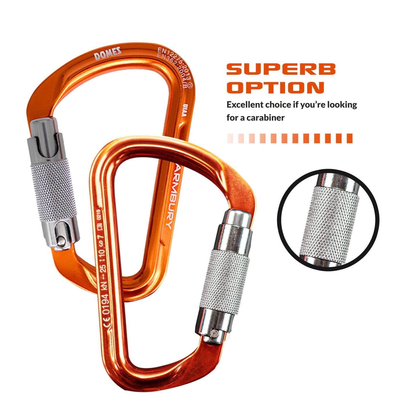 112mm x 75mm / Orange Gray / Domes Twist ARM-Domes-TwistLock RopeHub Climbing Gear