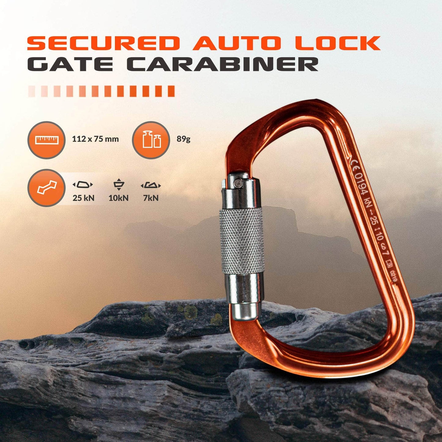 112mm x 75mm / Orange Gray / Domes Twist ARM-Domes-TwistLock RopeHub Climbing Gear