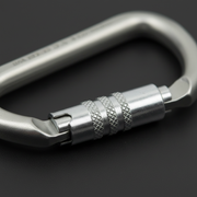 ARMBURY D Steel Carabiner close-up detail - zinc-plated finish, textured grip, keylock nose